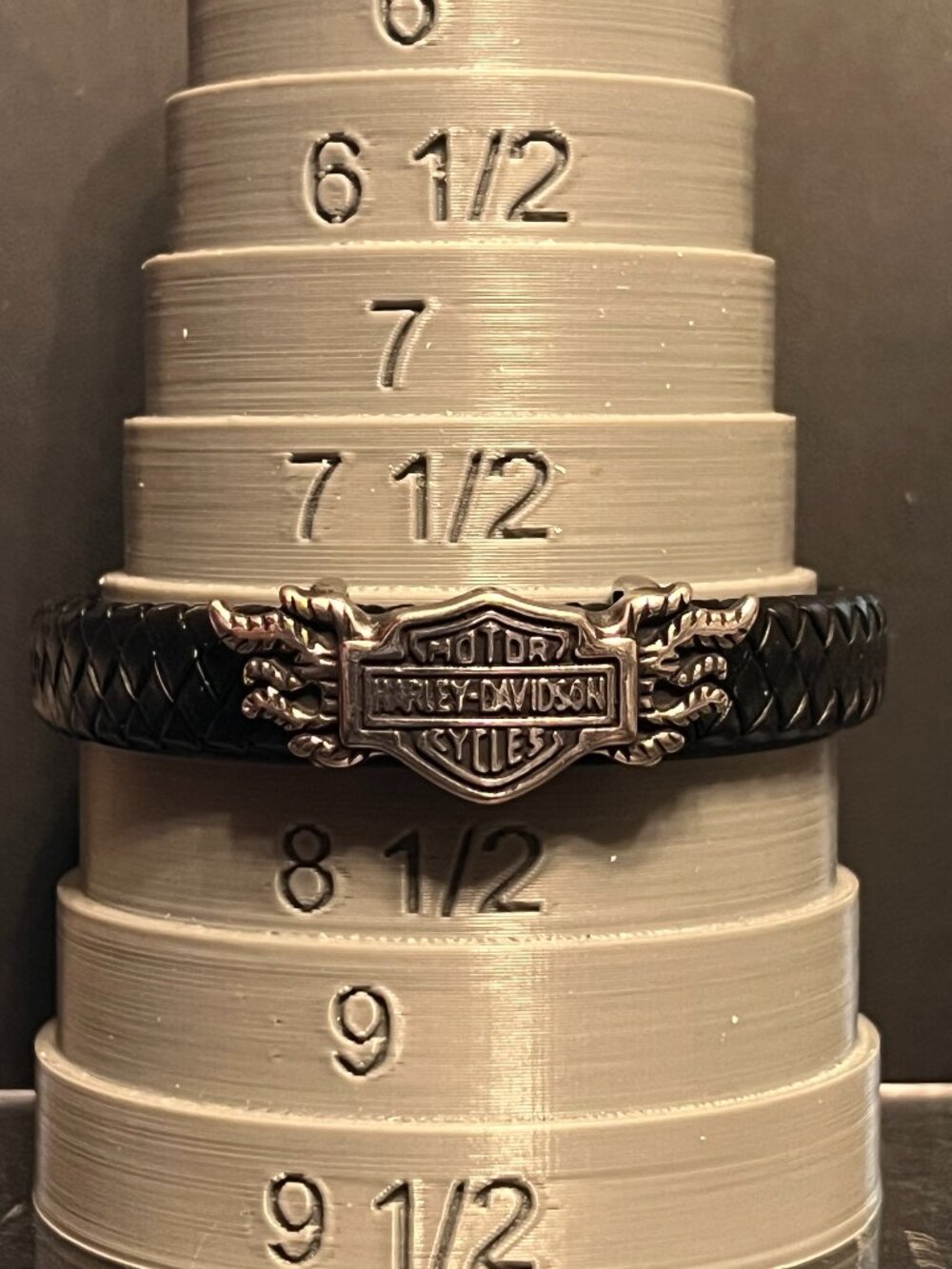 9" Harley Flames Black Braided Leather Bracelet (HB05)